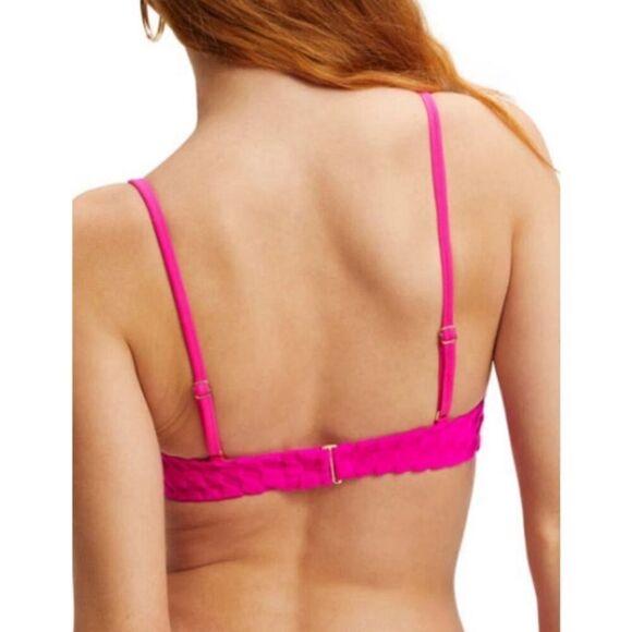 ✨ GOOD AMERICAN Pink Jacquard Wave Check Demi Better Bikini 1 Small NWT - Picture 2 of 12